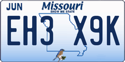 MO license plate EH3X9K