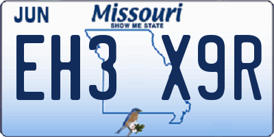 MO license plate EH3X9R