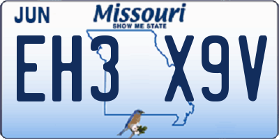 MO license plate EH3X9V