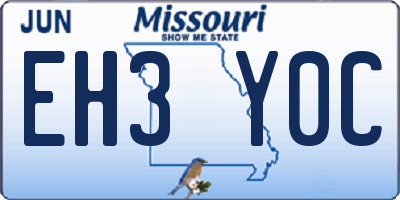 MO license plate EH3Y0C