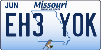 MO license plate EH3Y0K