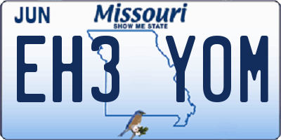 MO license plate EH3Y0M