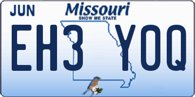 MO license plate EH3Y0Q