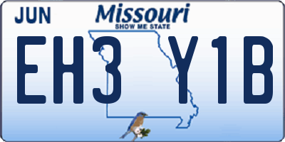 MO license plate EH3Y1B