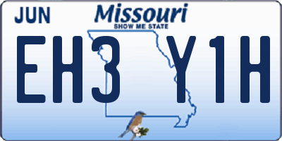 MO license plate EH3Y1H