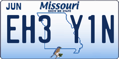 MO license plate EH3Y1N