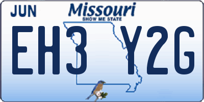 MO license plate EH3Y2G