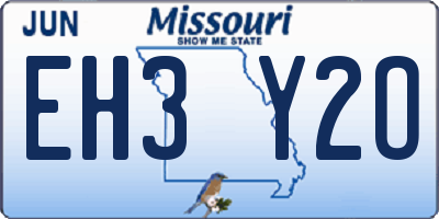 MO license plate EH3Y2O