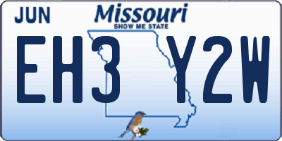MO license plate EH3Y2W