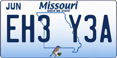 MO license plate EH3Y3A