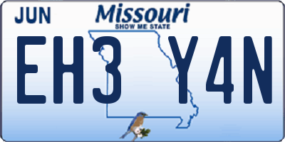 MO license plate EH3Y4N