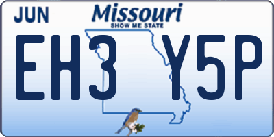 MO license plate EH3Y5P