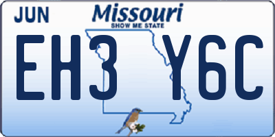 MO license plate EH3Y6C