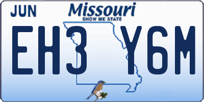 MO license plate EH3Y6M