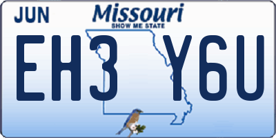 MO license plate EH3Y6U