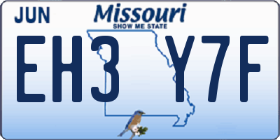 MO license plate EH3Y7F