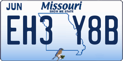 MO license plate EH3Y8B