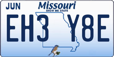MO license plate EH3Y8E