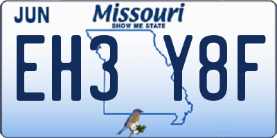 MO license plate EH3Y8F