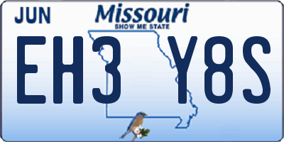 MO license plate EH3Y8S