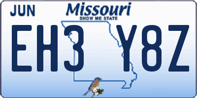 MO license plate EH3Y8Z