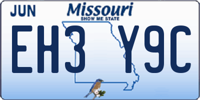 MO license plate EH3Y9C