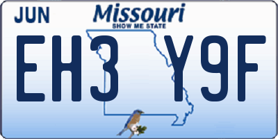 MO license plate EH3Y9F