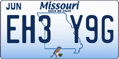 MO license plate EH3Y9G