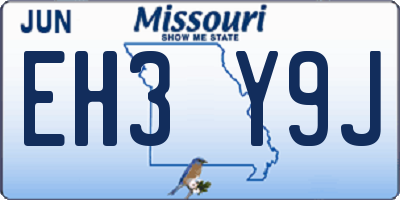 MO license plate EH3Y9J