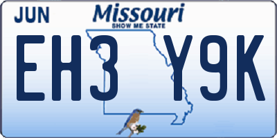 MO license plate EH3Y9K