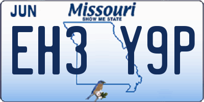 MO license plate EH3Y9P