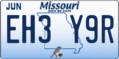 MO license plate EH3Y9R