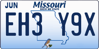 MO license plate EH3Y9X