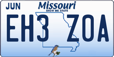 MO license plate EH3Z0A