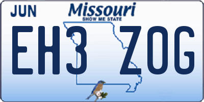MO license plate EH3Z0G