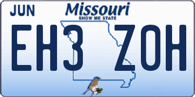 MO license plate EH3Z0H