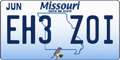 MO license plate EH3Z0I