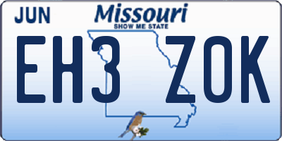 MO license plate EH3Z0K