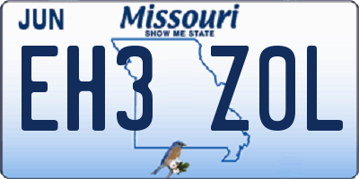 MO license plate EH3Z0L