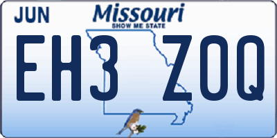 MO license plate EH3Z0Q