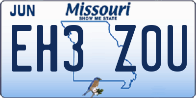 MO license plate EH3Z0U