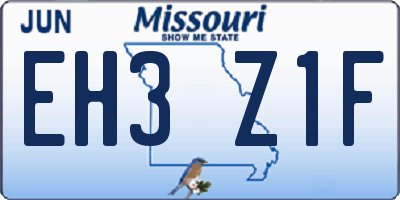 MO license plate EH3Z1F