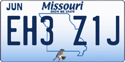 MO license plate EH3Z1J
