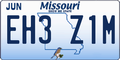 MO license plate EH3Z1M