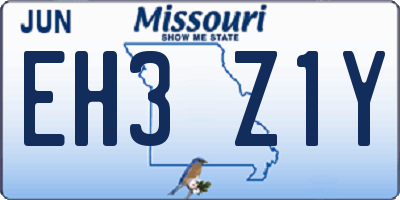 MO license plate EH3Z1Y