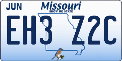 MO license plate EH3Z2C