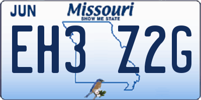 MO license plate EH3Z2G
