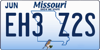 MO license plate EH3Z2S