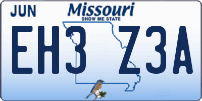 MO license plate EH3Z3A