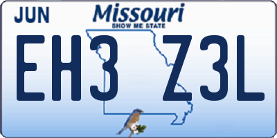 MO license plate EH3Z3L